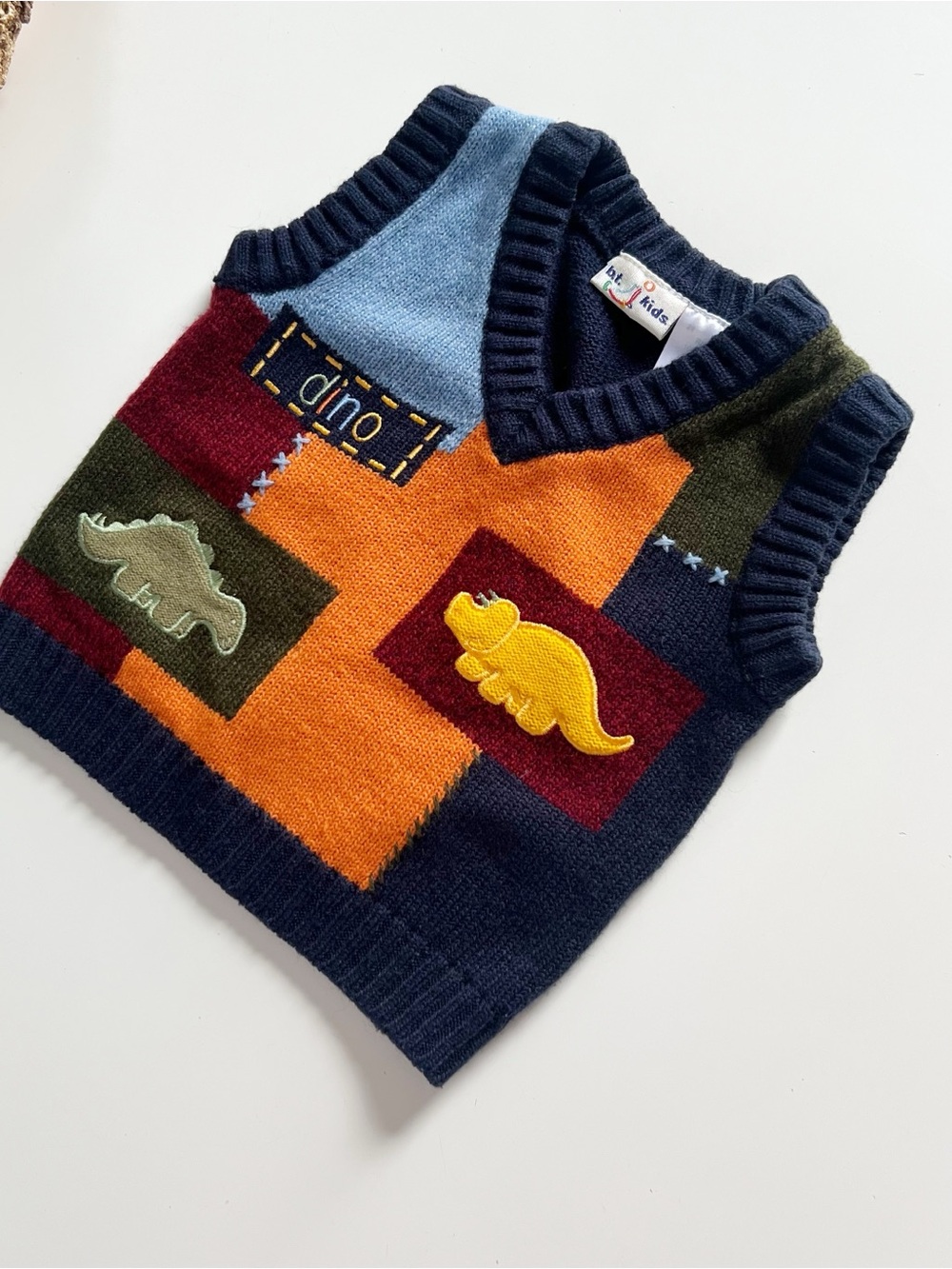 Vintage BT Kids Patch Dinosaur Knit Sweater Vest | 12m